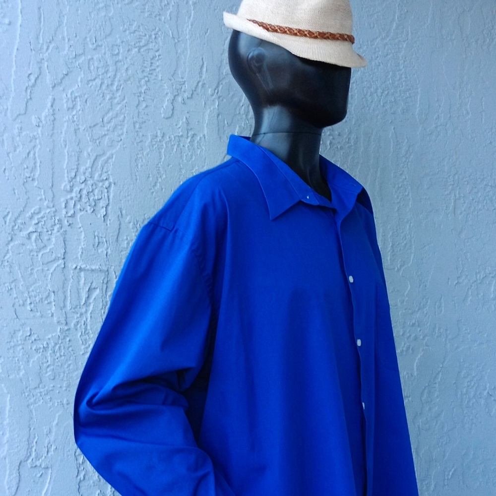 BERGAMO NEW YORK MEN'S VINTAGE 60/40 COTTON BLEND LUX BLUE SHIRT